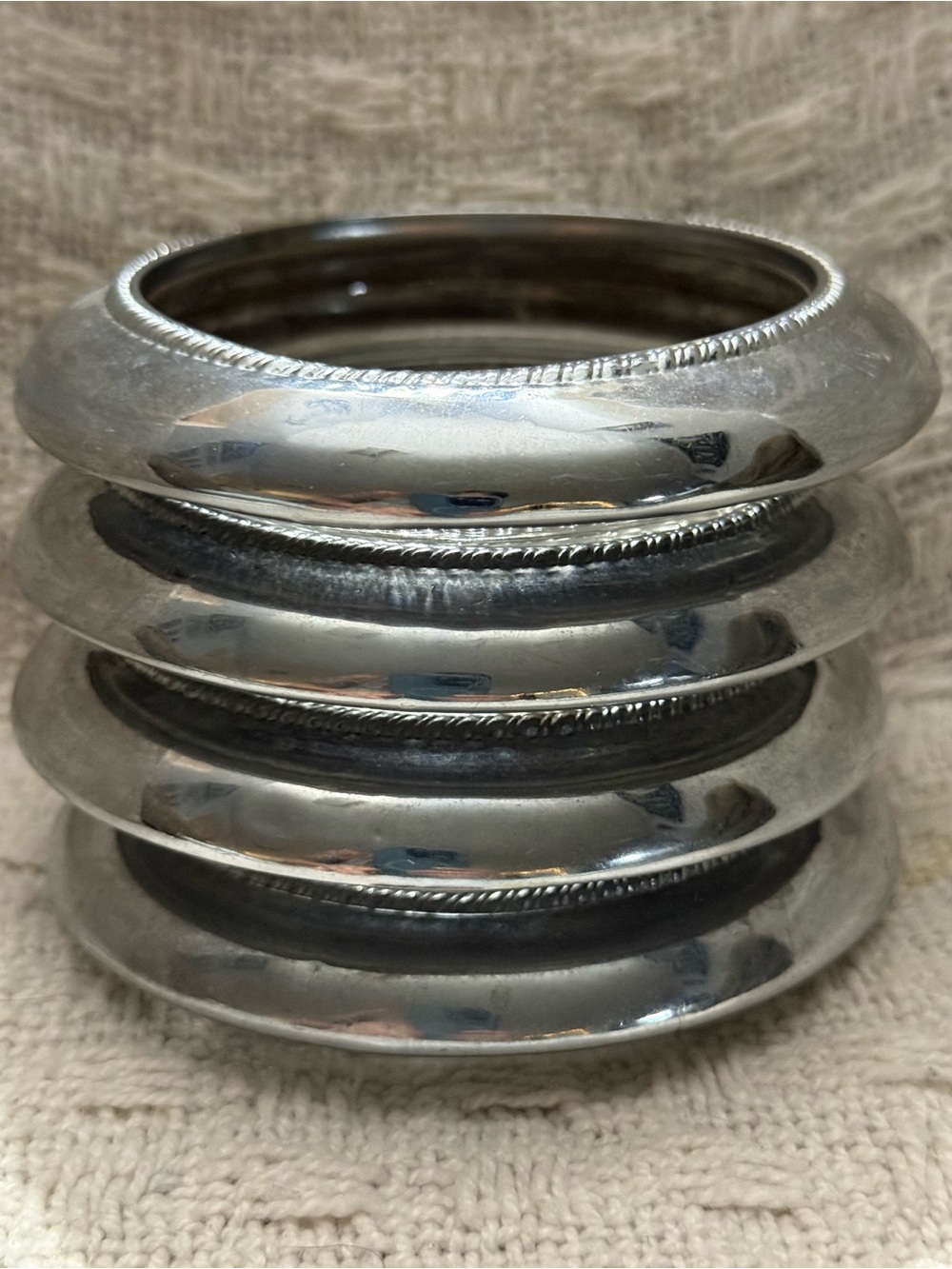 Vintage Silver rim glass coaster set of 4.